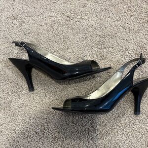 Bandolino Black Patent Slingback Heels